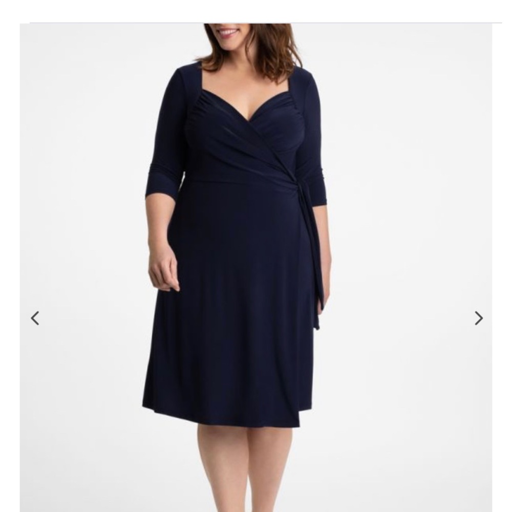Kiyonna Sweetheart Wrap Dress Navy